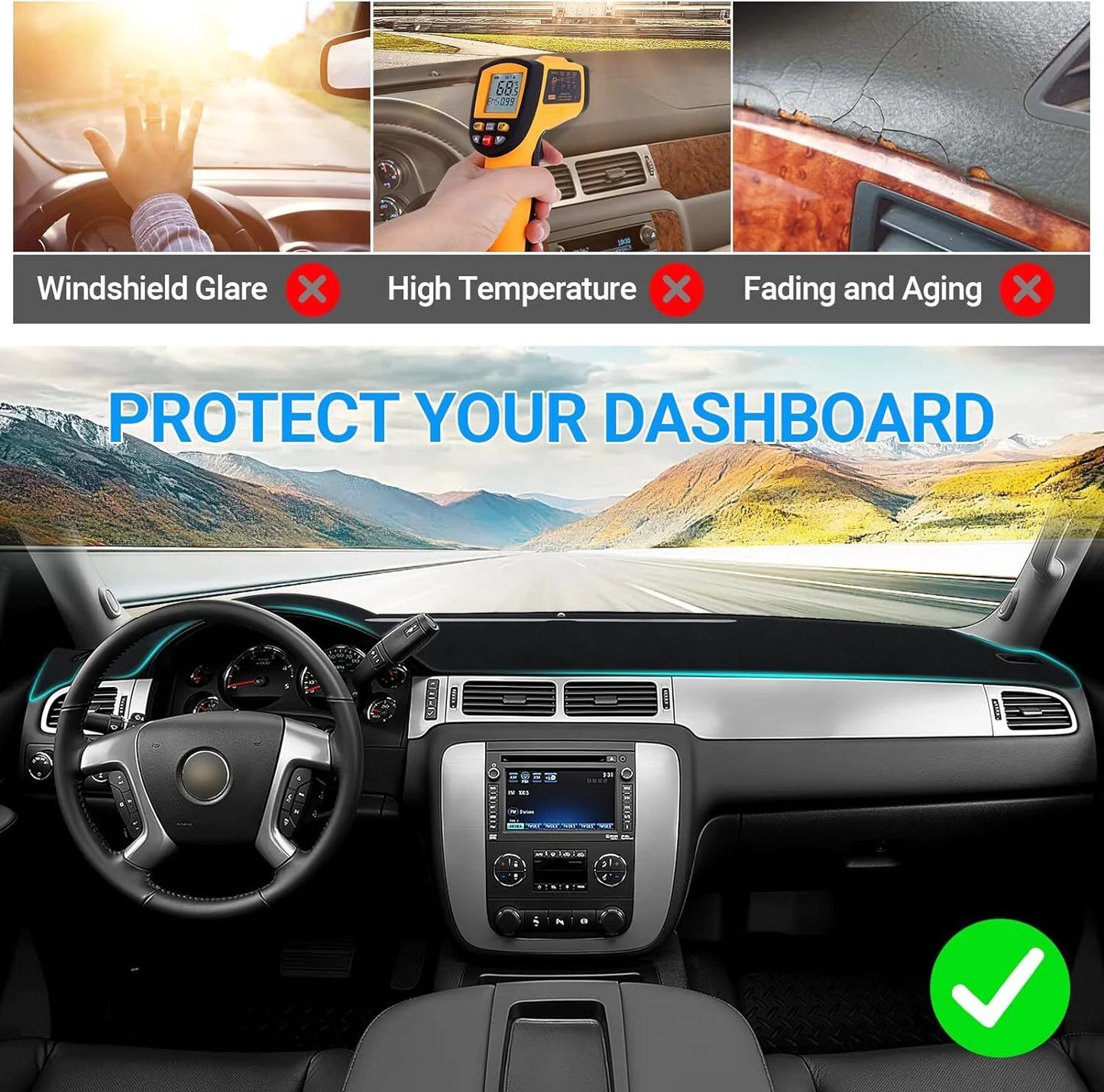 Fit For Chevy Silverado/Tahoe/Suburban 2007-2014 US Dashboard Pad Dash Cover Mat