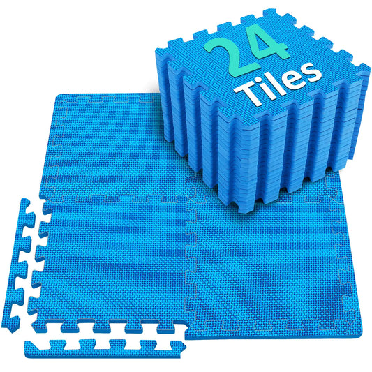 BEAUTYOVO Interlocking Floor Mats 12.2 × 12.2 Play Workout Mat Puzzle Exercise Mat with 24 EVA Foam Floor Tiles Gym Flooring for Home Gym Gym Floor Mat for Workout Equipment