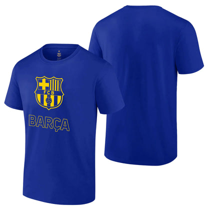 FC Barcelona Official Soccer T-Shirt for Men Mens Sports Short-Sleeve Crew Cotton Tees Licensed Barça Tees for Men (Royal Blue Extra Large)