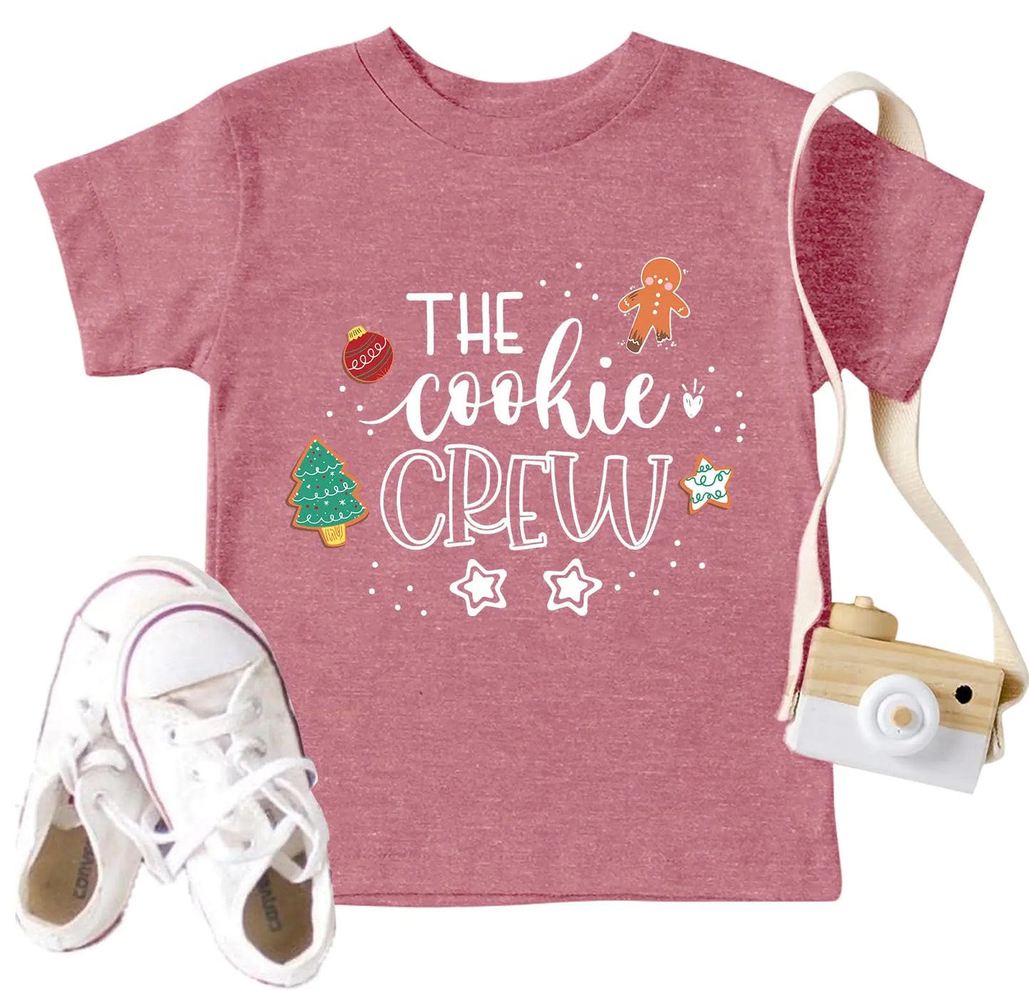 Christmas Cookie Shirt Toddler Boys Girls Cookie Crew T-Shirt Xmas Gifts Tee Tops Holiday Outfits Pink