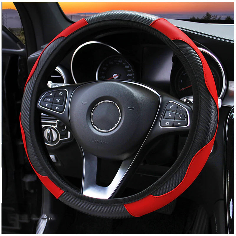 Carbon Fiber Sports Car Steering Wheel Cover – No Inner Ring, Universal 38cm