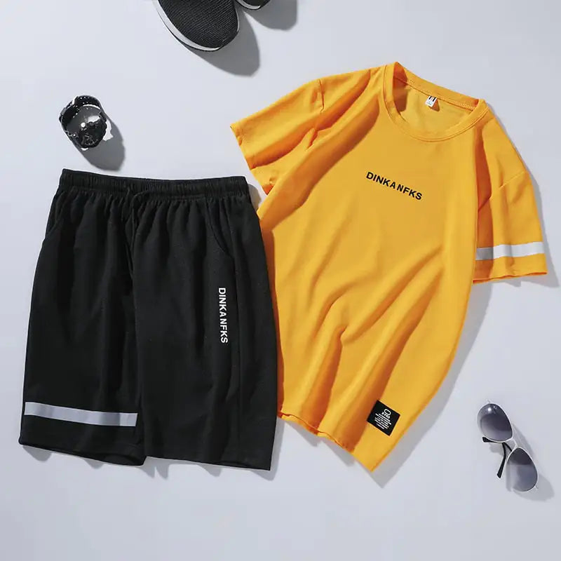 Men's Running Gym Short-Sleeve Sportswear Set