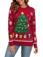 Christmas Sweaters for Women 2024 Trendy Christmas Tree Sweater Funny Christmas Sweater Long Sleeve Santa Holiday Vacation Sweaters Fall Red Sweater