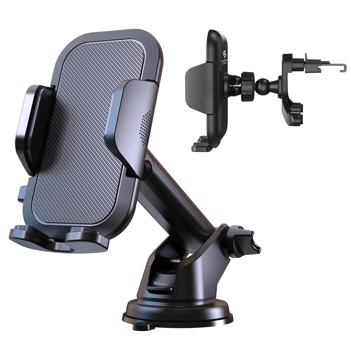 Glorias Choice Car Phone Holder - Ultimate 3 in 1 Car Accessories Phone Holders for Your Car [Strong Suction] Car Phone Mount [Hands-Free] Cell Phone Car Mount Phone Mount for Car Fit All Phones
