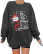 Christmas Sweatshirt For Women Tis The Season To Sparkle Shirt Snowman Tees Oversized Christmas Long Sleeve Grey