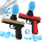 QOGELY 2 Pack Gel Ball Blaster Guns Small Manual Splat Orby Gun Gel Splatter Blaster for Adults Outdoor Activities Shooting Games for Backyard Garden& Lawn Ages 14 & Up (Red + Beige)