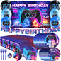 Cocomigo 116pcs Video Game Birthday Decorations for Boys Gamer Birthday Party Decorations Include Video Game Backdrop Plates Balloons Gamer Birthday Banner Video Game Party Decorations Serves 25