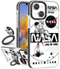 iPhone 13 Case Astronaut Space Cute Cartoon Design for Men Boys Girls Teens Cool Cosmonaut Print Clear Case with Ring Kickstand Cover for iPhone 13 (6.1 inch)