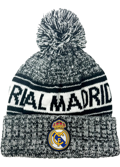 Kids Real Madrid Knit Beanie Winter Hat Licensed Youth R. Madrid Soccer Skull Cap Beanie White
