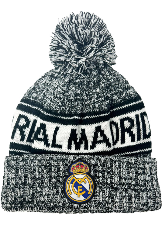 Kids Real Madrid Knit Beanie Winter Hat Licensed Youth R. Madrid Soccer Skull Cap Beanie White
