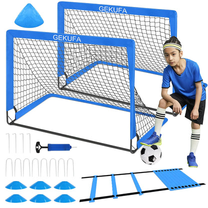 Folding Square Football gate for Kids - 2 Set of 4 x 3 Portable Pop Up Soccer Net porterias de Futbol Soccer Soccer Training Equipment Set for Outdoor Kids Youth Toddler Sports Games