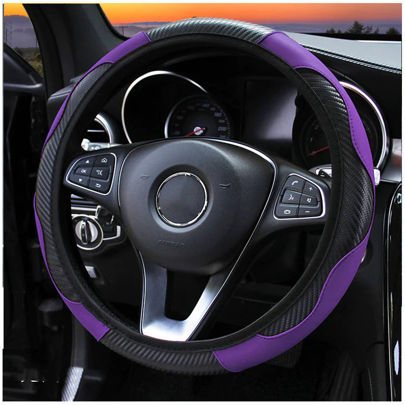 Carbon Fiber Sports Car Steering Wheel Cover – No Inner Ring, Universal 38cm