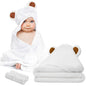 CIGREEN Baby Towel and Washcloth Set-Baby Bath Towel and Washcloth -Hooded Towel and Washcloth-Organic Fiber Hooded Baby Towel for Boys Girls Kids Toddlers Newborn Bath Present(Beige)