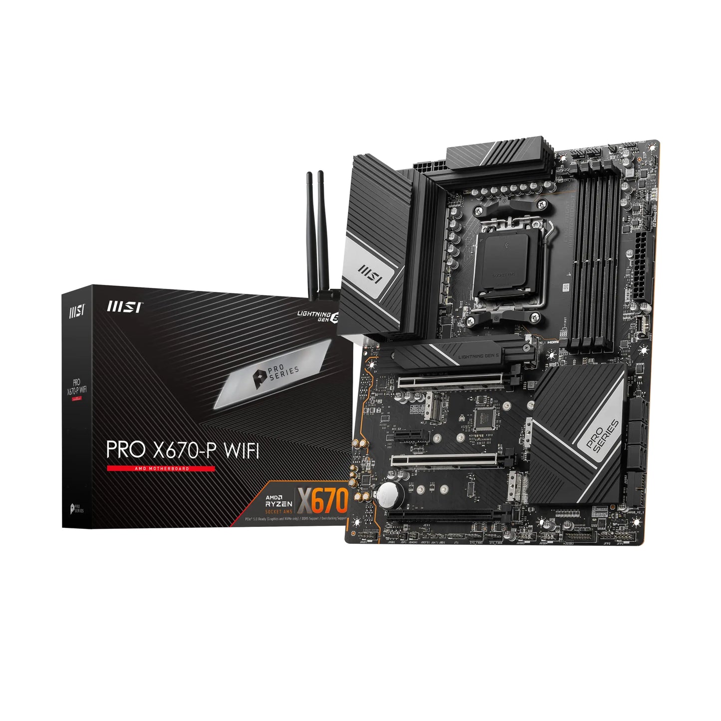 MSI PRO X670-P WiFi ProSeries Motherboard (AMD AM5 DDR5 PCIe 4.0 SATA 6Gb/s M.2 USB 3.2 Gen 2 Wi-Fi 6E HDMI/DP ATX) (Renewed)